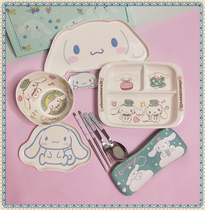 (Yugui dog cutlery series) Large ear dog small white dog bowls chopsticks plate large set dense amine porcelain material