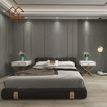 Gray leather cloth pattern Bamboo and wood fiber integrated wallboard Solid board spot whole house custom wall panel ceiling decoration