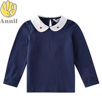 Annai childrens clothing 2019 autumn and winter new female childrens lapel long-sleeved top bottoming shirt AG931547