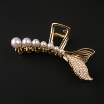 Grab clip large hair catch Pearl hair card a word clip back of the head hairclip Net red 2021 new shark clip women