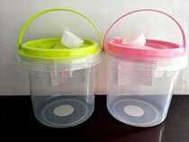 A box for washing powder an empty plastic bucket with a lid a household household storage bucket a container for household small laundry