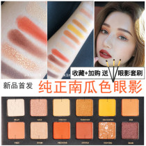 Tiger plate pumpkin color eye shadow plate matte Carrot Yellow Orange pearl gold brown waterproof non-decolorized student