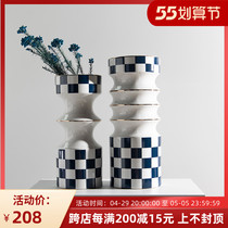 Dnnni Plaid Sketching Ceramic Vases Nordic Modern Minimalist Home Living Room Sample Room Flower Arrangement Floral Pendulum