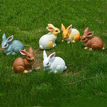 Courtyard View Simulation Rabbit Model Pendulum resin Handicraft Moss Microscape Design Potted Decorations