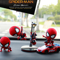 Sucker motorcycle doll electric ornaments Spider Man Q version Cartoon Doll car interior accessories