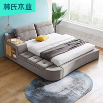 Lin Wood modern minimalist master child tatami cloth art bed 1 8m double multifunctional bed R105