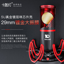 Ten lights P10 microphone live broadcast equipment recording studio singing national karaoke sound repair microphone radio noise reduction