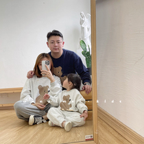 SASAs meatball sister parent-child sweater 2021 new family of three spring and autumn mother and daughter pullover western style