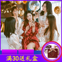 Wedding morning robe bride bridesmaid group makeup wedding embroidered silk custom nightgown bathrobe souvenir summer party