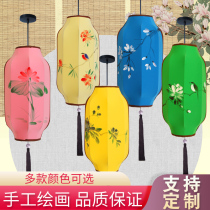 Chinese vase lantern fabric chandelier hot pot restaurant hotel teahouse aisle classical long hand-painted special-shaped lantern