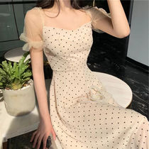 Fashion Korean womens clothing 2021 new trend high waist thin Western style dress womens summer mid-length skirt net red tide