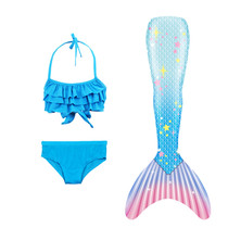 Girls Mermaid Costume Swimsuit Princesss Skirt Children Mermaid Tail Three Piece Set Clothes