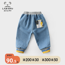 Rabbi Tree Boy Clothing Boy Printed Jeans 2022 Spring Autumn New Baby Casual Long Pants Children Trendy Pants