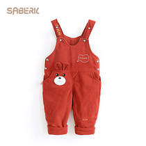 Small Shells Baby Boy Clothing Back With Pants Autumn Winter New Male Baby Thickened Pants Girl Clip Cotton Warm Long Pants