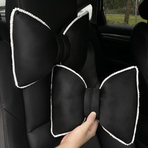 Car headrest neck pillow summer ice silk black cervical spine pillow Net red car waist car four-piece pillow