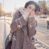 Sandro Tonali new Houndstooth coat medium-long thickened vintage foreign style wool winter coat