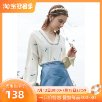 Three colours 2022 spring autumn new nail beads V collar sweater jacket head knit cardiovert loose short length sleeves embroidered fashion women