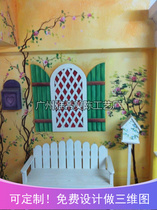 Photo studio decoration live wooden leisure bench props cute childrens studio real scene drama background customized