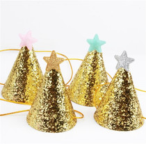 European and American style mini Children star birthday hat super shiny coarse gold powder party hat baking birthday party decoration