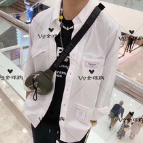 Japan Thom Browne 20 spring summer TB pocket decoration chest logo shirt mens and womens shirt coat