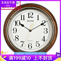Japanese Lisheng wall clock creative European style retro clock living room home music wall clock solid wood Chinese style decorative wall watch