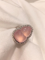 Ice violet natural jadeite ring gourd inlaid 18k gold womens diamond A goods naked stone ring face egg noodles