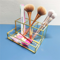 ins Nordic style glass brush Beauty brush tube Geometric makeup brush storage bucket Storage box Eyebrow pencil pen holder