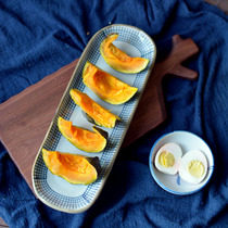 Japanese Plaid tableware and style quaint ceramic dish dish sushi plate long dish plate tableware