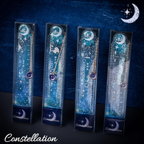 Constellation dream into the oil quicksand ruler ruler with wavy line ruler pupil special transparent multi-function 15cm ruler girl heart net red ins wind cartoon creative oil bookmark ruler soft