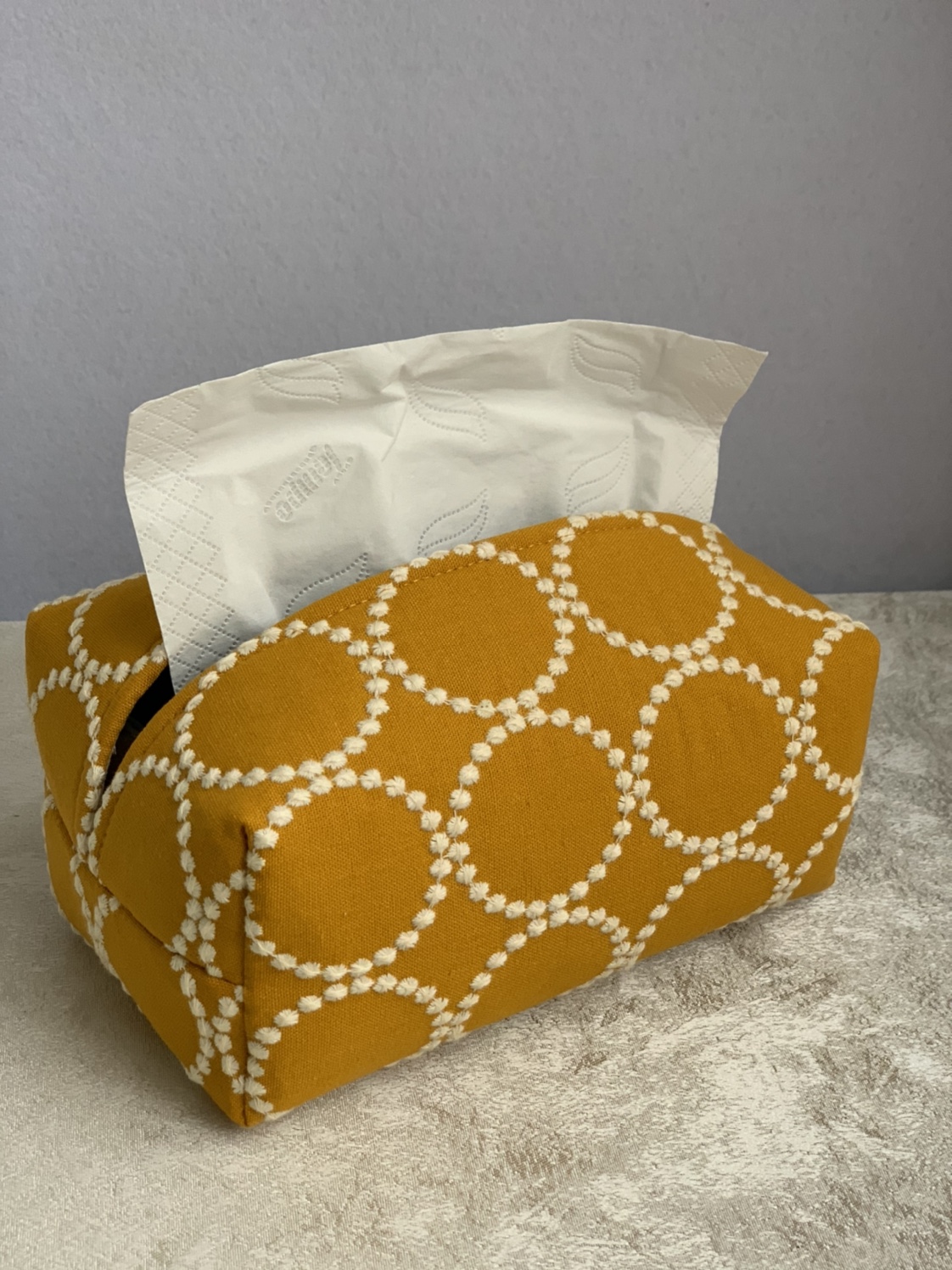 Treasures handmade custom day style non-all Sichuan Ming bell drum circle embroidered paper towel box Living room bedroom new paper towel cover