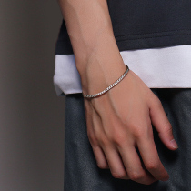 Mens Silver Bracelet Male Tide Personality Korean Tide Cool Single Simple Students Simple and generous Boys Hand Rope Hand Jewelry