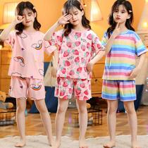 children's short sleeve set cotton pajamas summer thin girls home clothing set girl baby short sleeve children air conditioning clothes