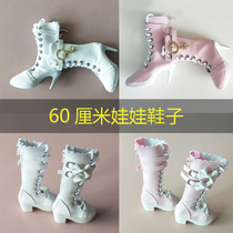 BJD doll shoes 60cm SD long tube lace shoes Middle heel 3 cents leather shoes doll high heels boots low