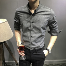 Rich Gui Bird Pure Cotton Mill Hair Long Sleeve Shirt Male Spring Full Cotton Pure Color Workplace Blouse Trend Men Casual Lining Clothing