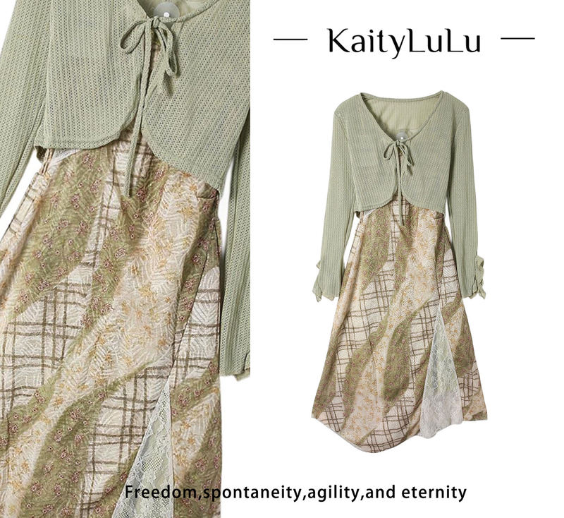 Kaitylulu【Monet Flower Letter】 Versatile and Elegant Suspender Set Kt427C089