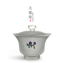 Big porcelain hall cloisonne inlaid tin glass bowl handmade tea three bowls large thick heat-resistant tea bowl