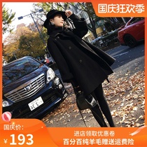 Anti-season double-sided cashmere coat womens Cape bat type long loose Hepburn wind 100% pure wool jacket