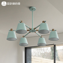 Designers lamp Nordic simple creative living room lamp dining room bedroom study macaron cloth cover light and shadow chandelier