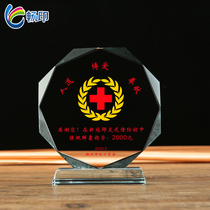  Creative crystal trophy octagonal custom anti-epidemic love public welfare charity volunteer epidemic donation award souvenir