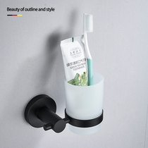 304 stainless steel black toothbrush cup holder Single cup gargle cup wall hanging bathroom pendant Bathroom hardware pendant