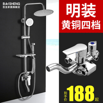 Surface shower set nozzle all copper hot and cold water faucet solar electric water heater mixing valve hanging wall type