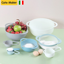 Multifunctional baking bowl 8-piece set Egg Bowl washing pot fruit drain basket mixing bowl and Noodle Kitchen artifact