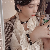 When the camelo blossis blossom: small fragrant wind advanced sensation leather rope choker necklace bracelet pearl suit jewellery Three sets