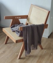 Nordic creative wood rattan leisure chair home lazy chair home living room lazy chair outdoor single chair back chair balcony