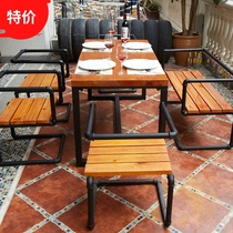 loft dining table combination Pipe chair Industrial style Leisure bar Coffee bar Creative table and chair set Dining room Living room