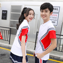 Short-sleeved class uniforms primary school uniforms for middle school students sports suits cheerleading uniforms summer kindergarten uniforms Cotton