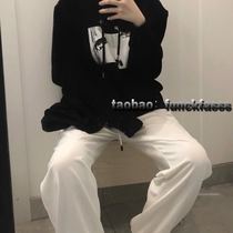 Waiting for you after school-sweet milk-drawstring-thin-elastic waist trousers