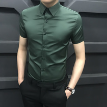 Face value is super high ~ Korea ins wind~MTI summer ice silk short-sleeved mens slim business casual mens shirt new