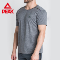 Peak mens short sleeve T-shirt summer round neck sweat absorption breathable half sleeve size mens running sports quick-drying body shirt