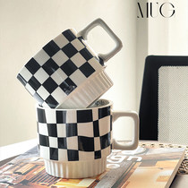 Chessboard Germac Cups Ceramics Ins Wind Nets Red Stacks Cups Office Water Glass Lovers Cups Coffee Cups Cups of Tea